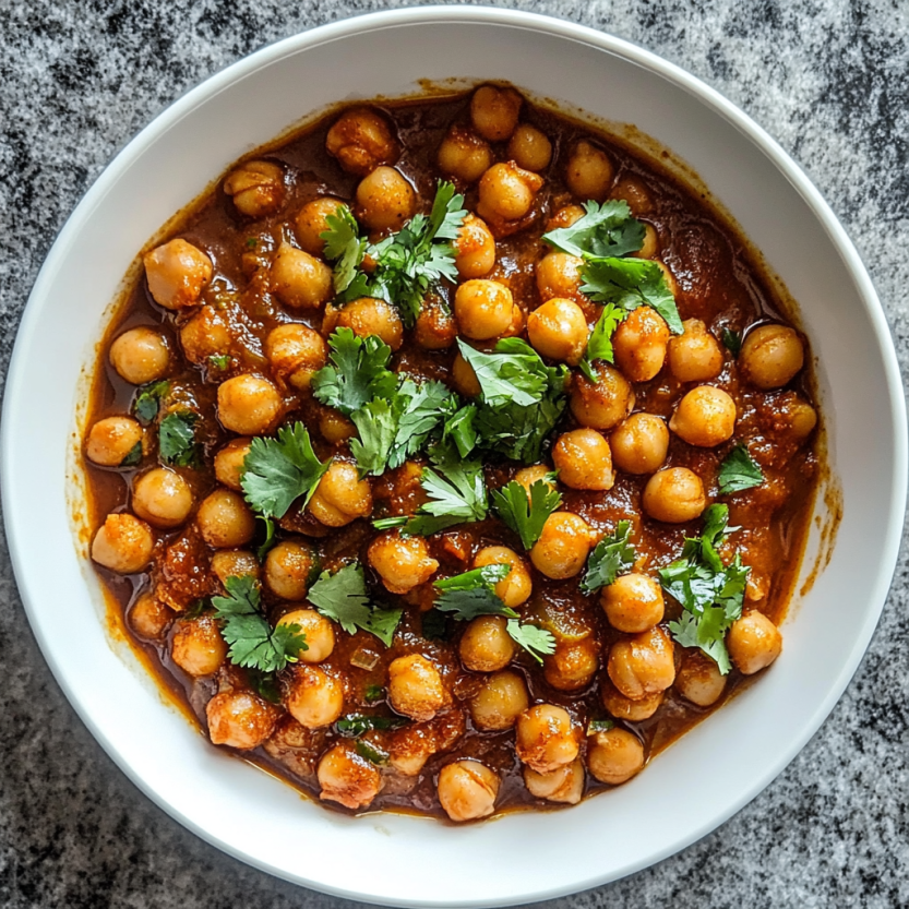 A bowl of chickpeas with a spoon in it.