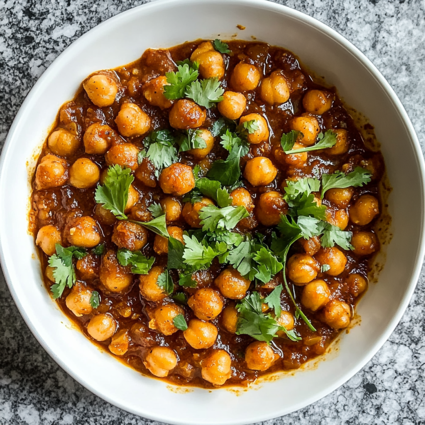 A bowl of chickpeas with a spoon in it.