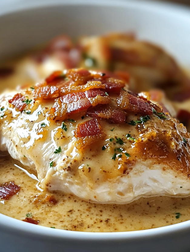 A creamy crockpot crack chicken dish.