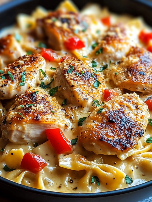 A dish of Louisiana-style chicken pasta.