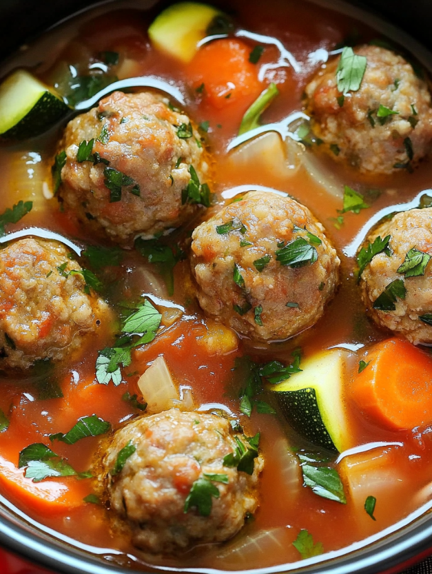 A bowl of Mexican meatball soup.