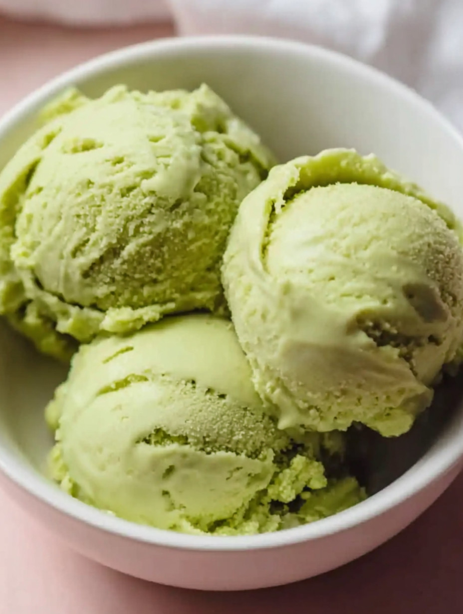 A bowl of green tea ice cream.