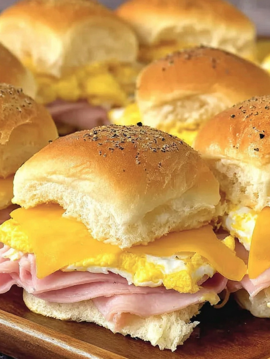 Peameal bacon breakfast sliders.