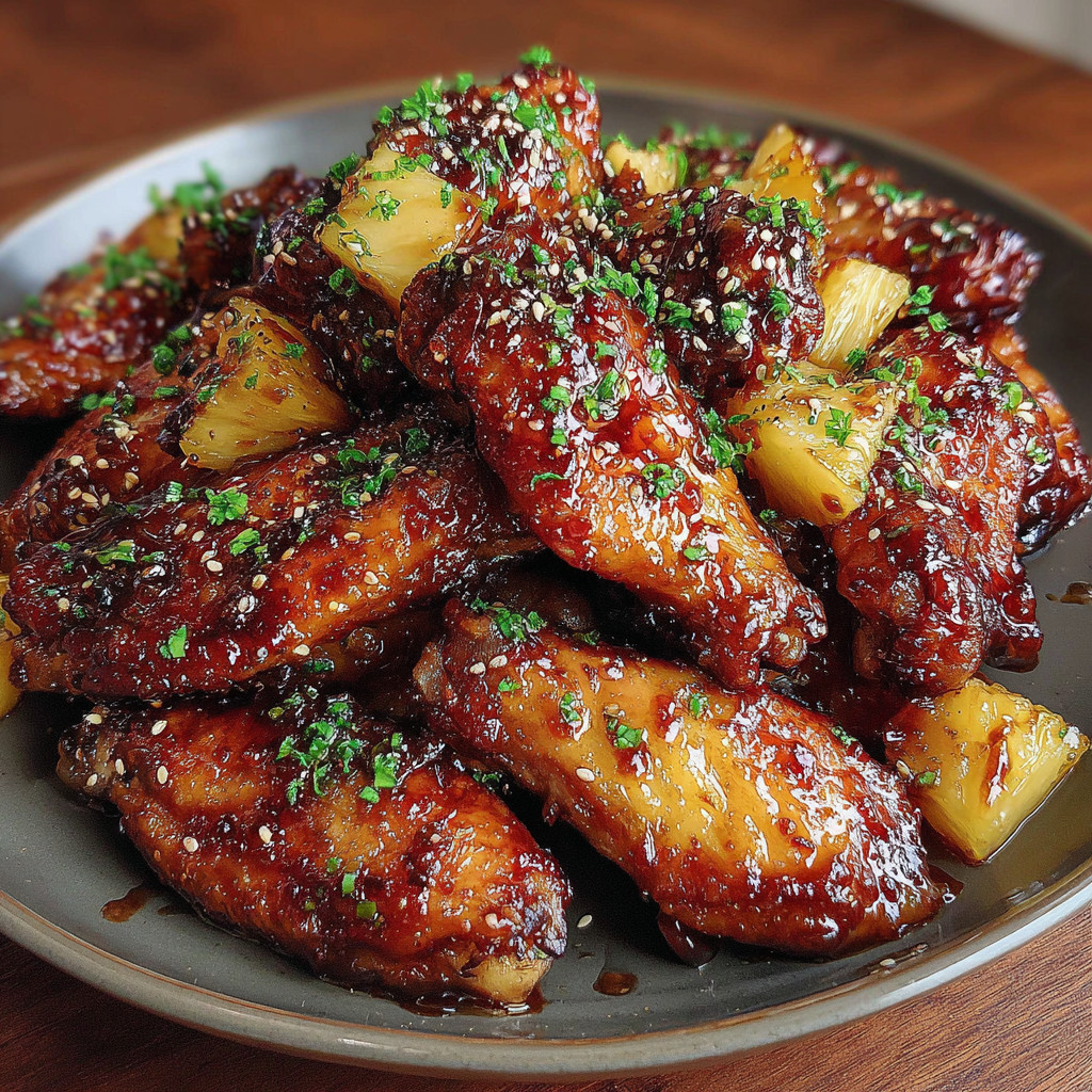 A plate of brown sugar pineapple wings.