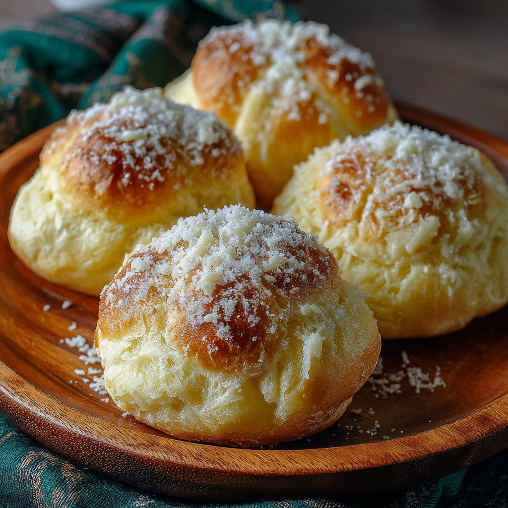 A plate of four classic ensaymada bread.