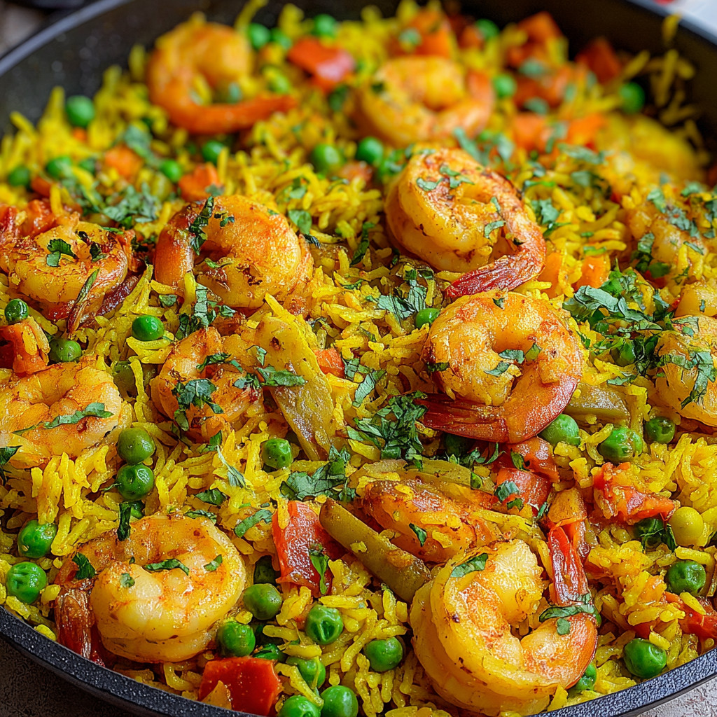 A dish of shrimp and vegetables in a pan.