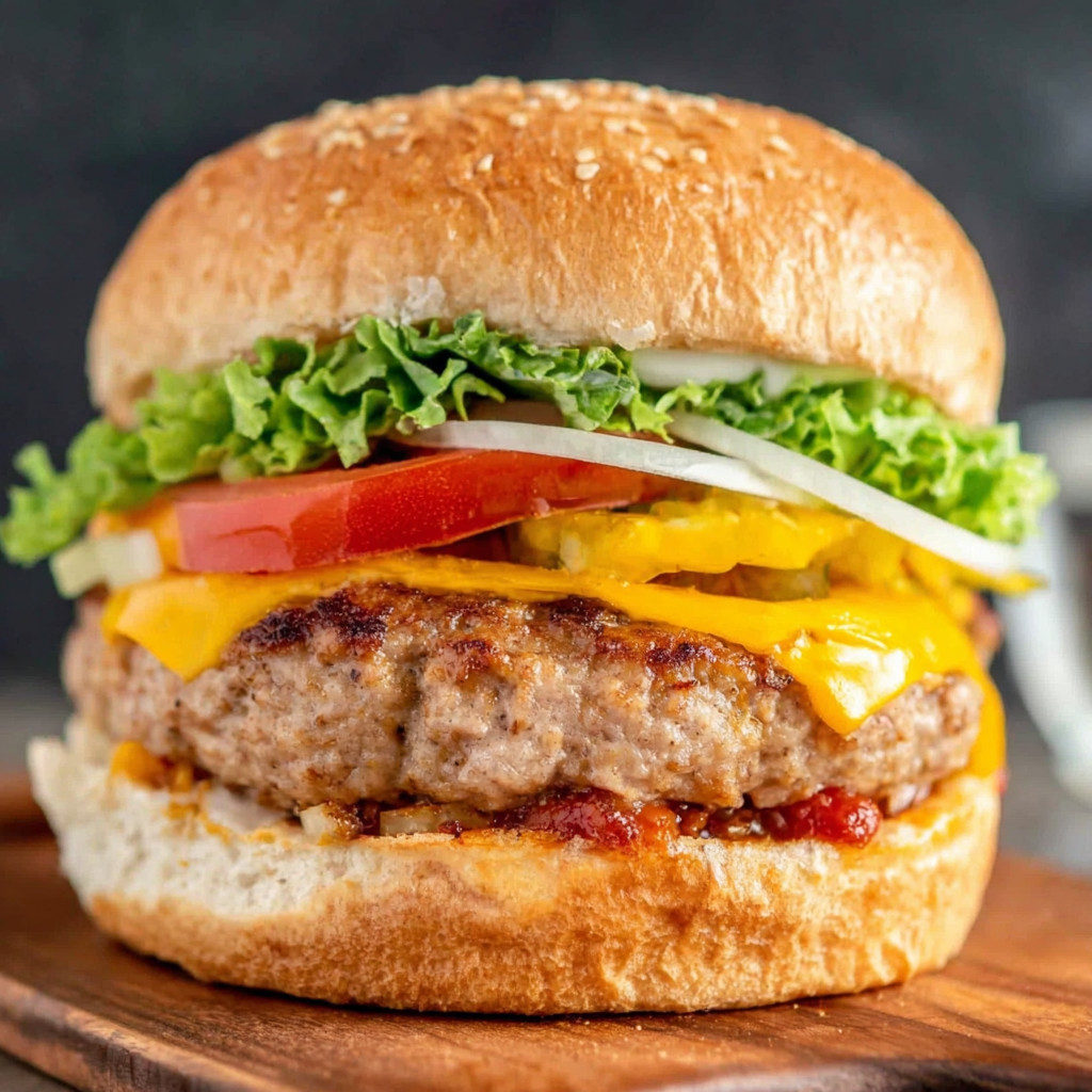 A juicy ground turkey burger.