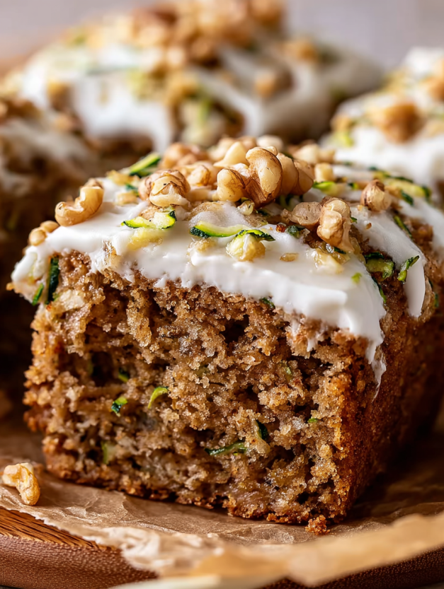 A slice of zucchini spice cake.