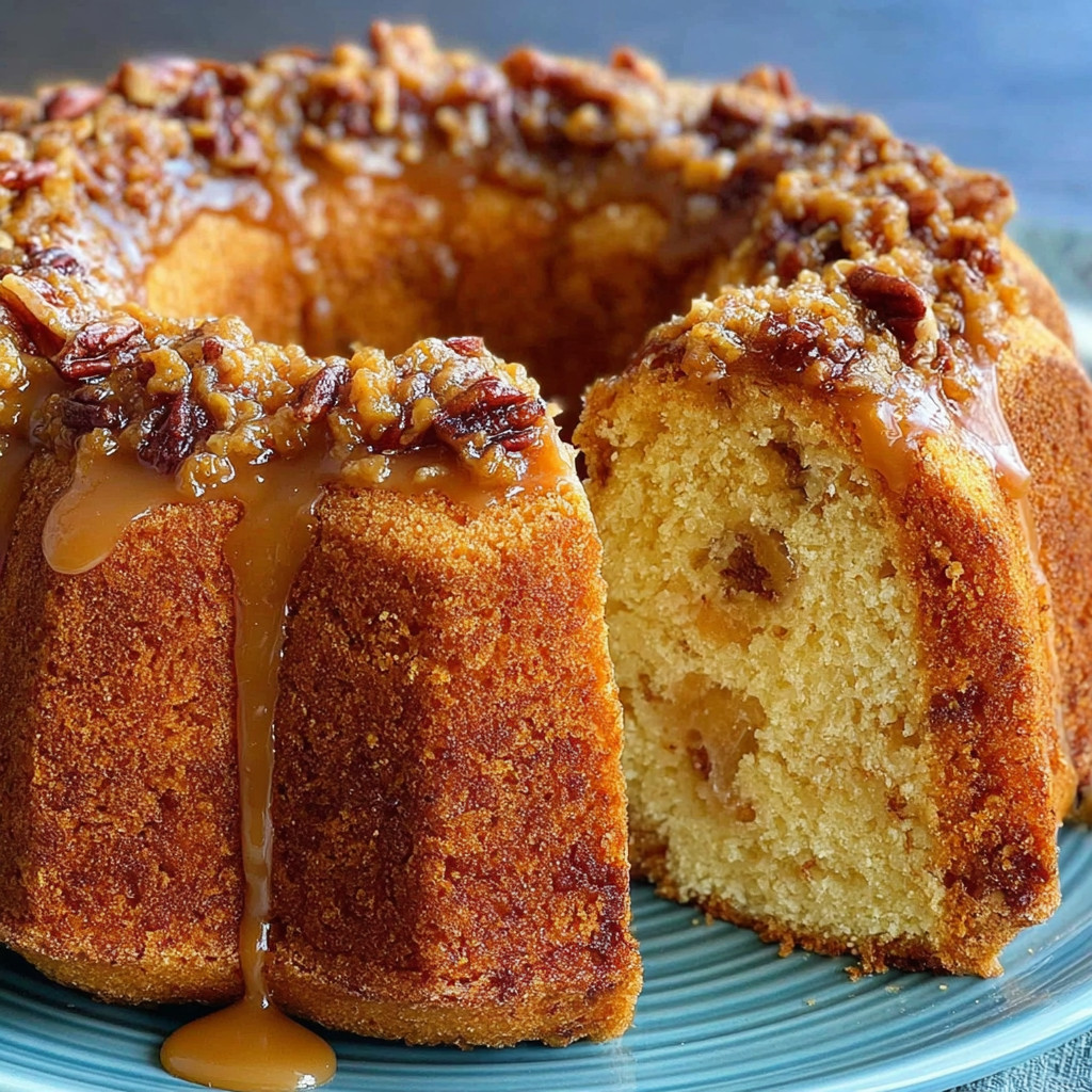 A slice of brown sugar caramel cake.