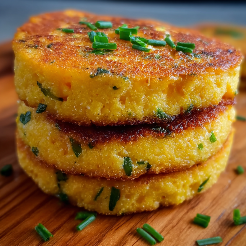 A stack of moist Navajo cornbread with cheese.