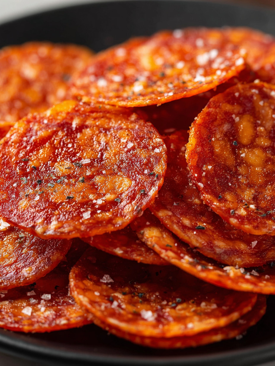 A pile of pepperoni cheese crisps.