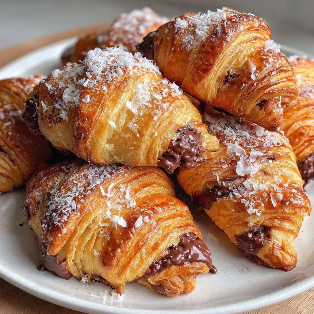 A plate of croissants covered in powdered sugar.