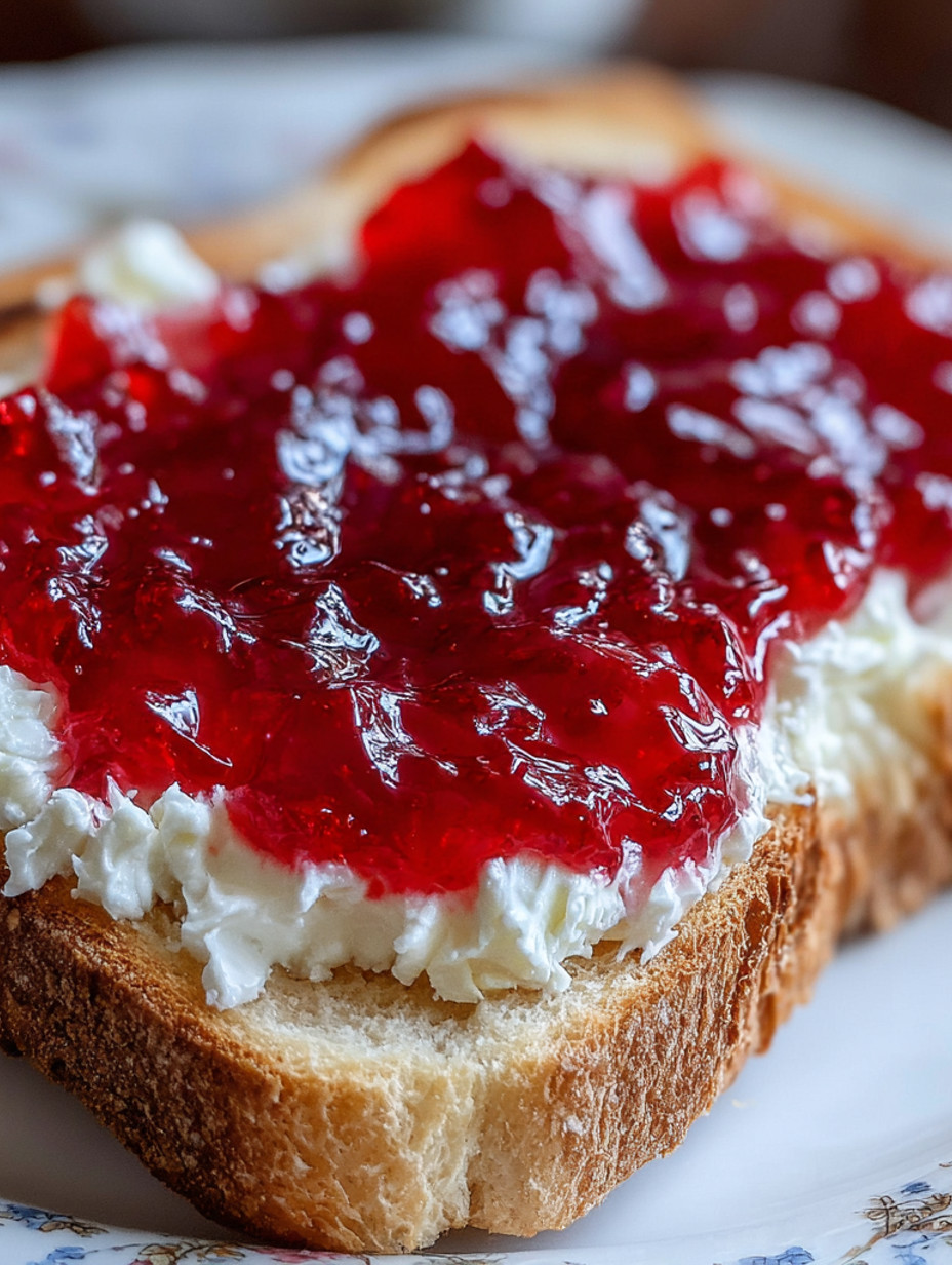 A slice of bread with jelly on it.