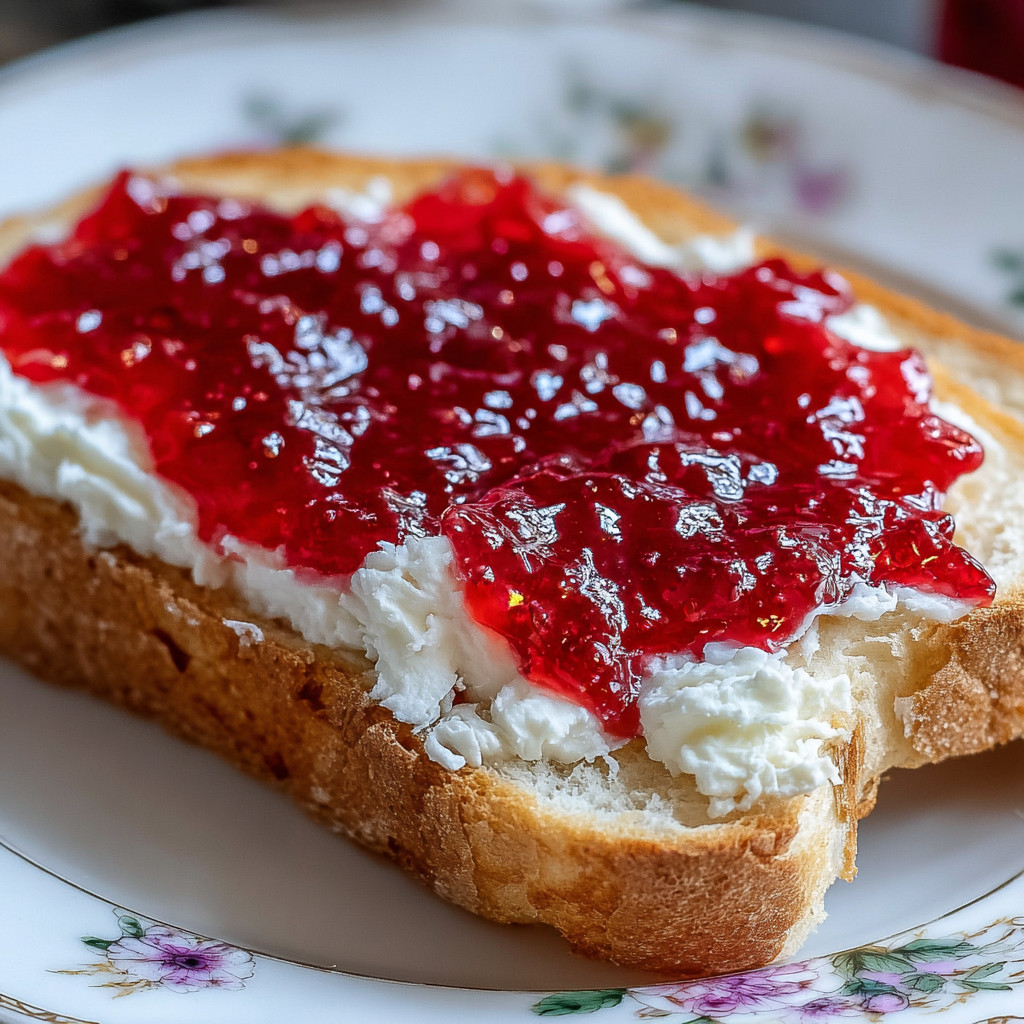 A slice of bread with jelly on it.