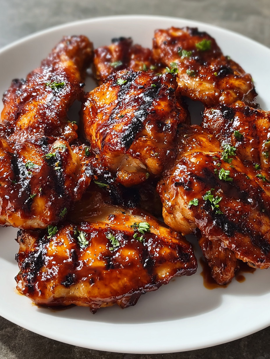 Sticky Spicy BBQ Chicken Thighs.