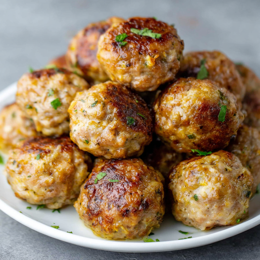 A plate of turkey meatballs.