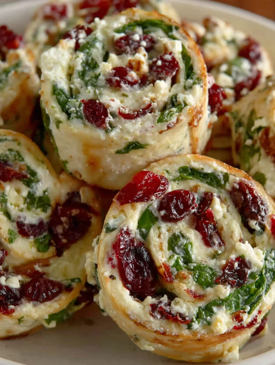 Cranberry Feta Pinwheels with Cream Cheese.