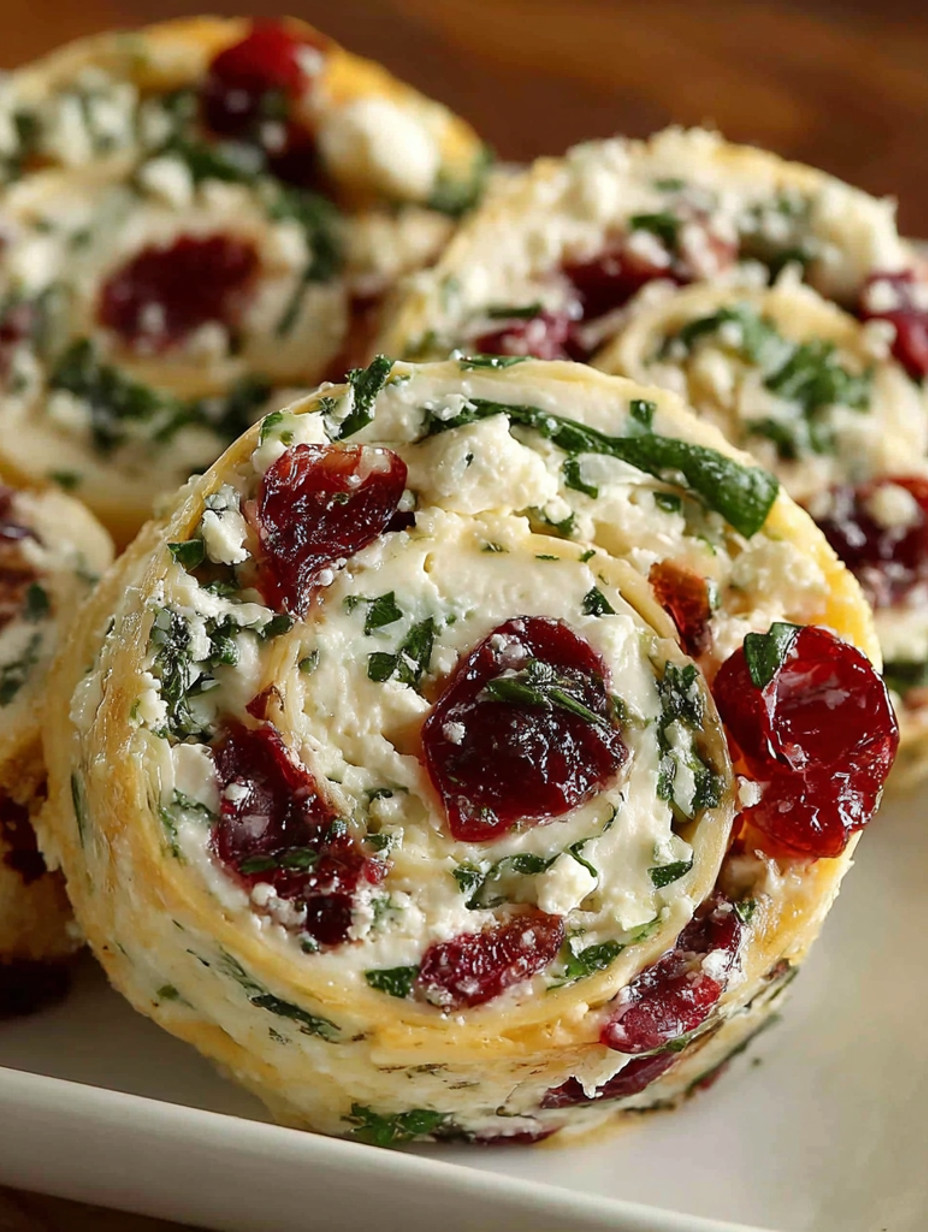Cranberry Feta Pinwheels with Cream Cheese.