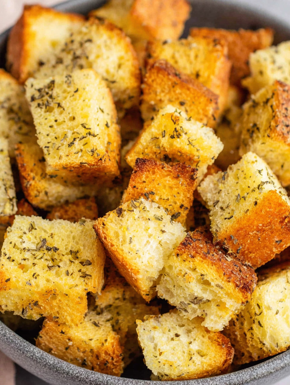 Crispy air fryer croutons.