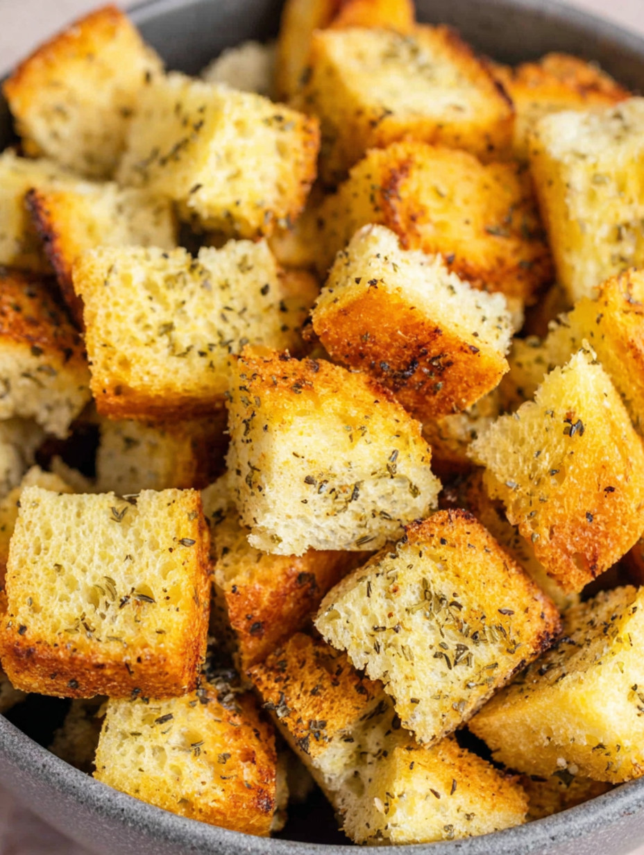 Crispy air fryer croutons.