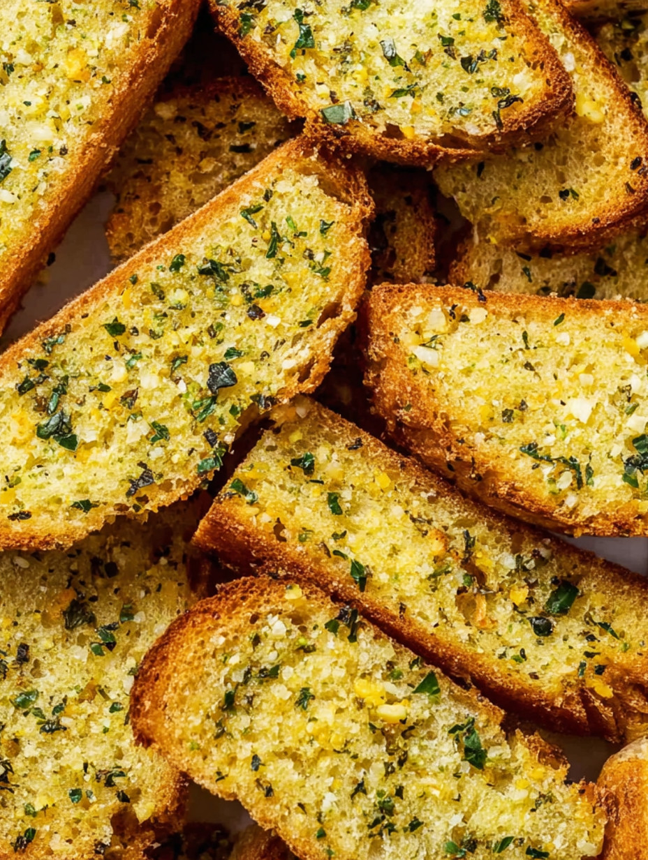 A close up of garlic bread.