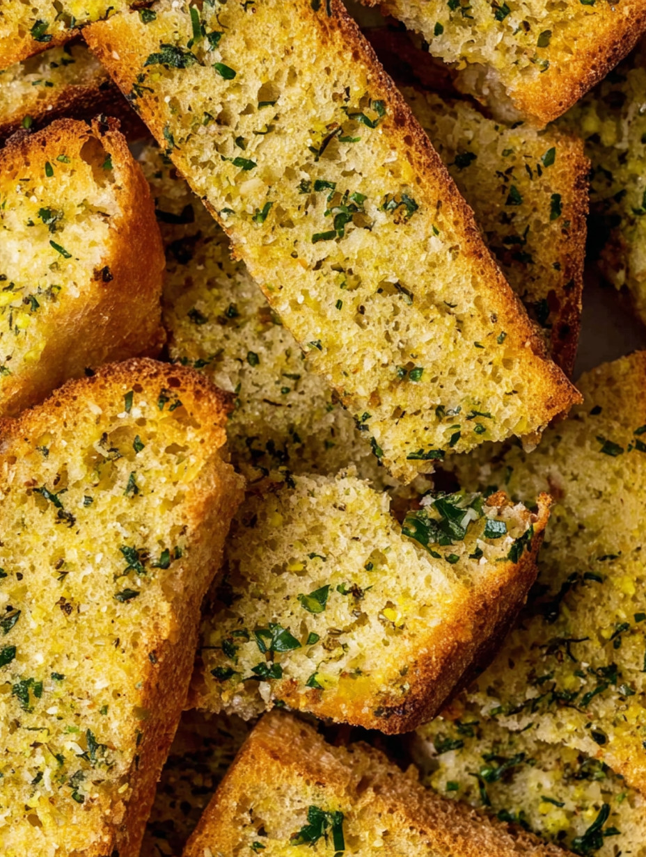 Vegan garlic bread slices.