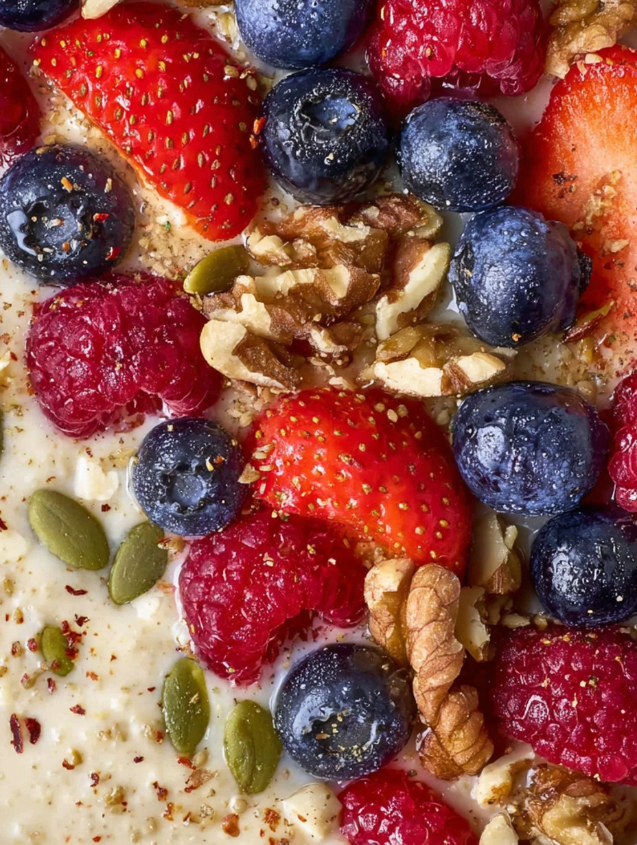 A creamy millet porridge with fruit.