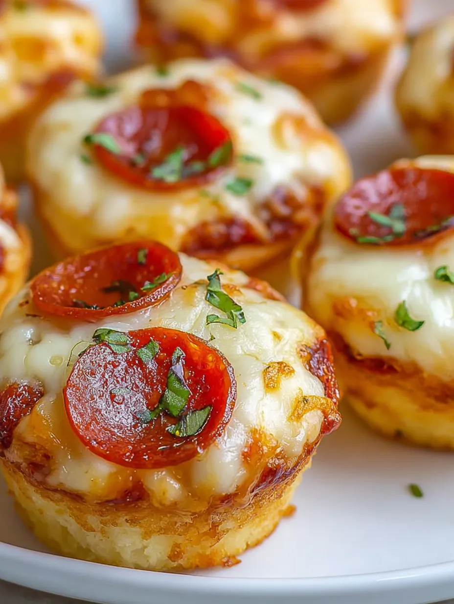 A muffin tin filled with pizza cupcakes.