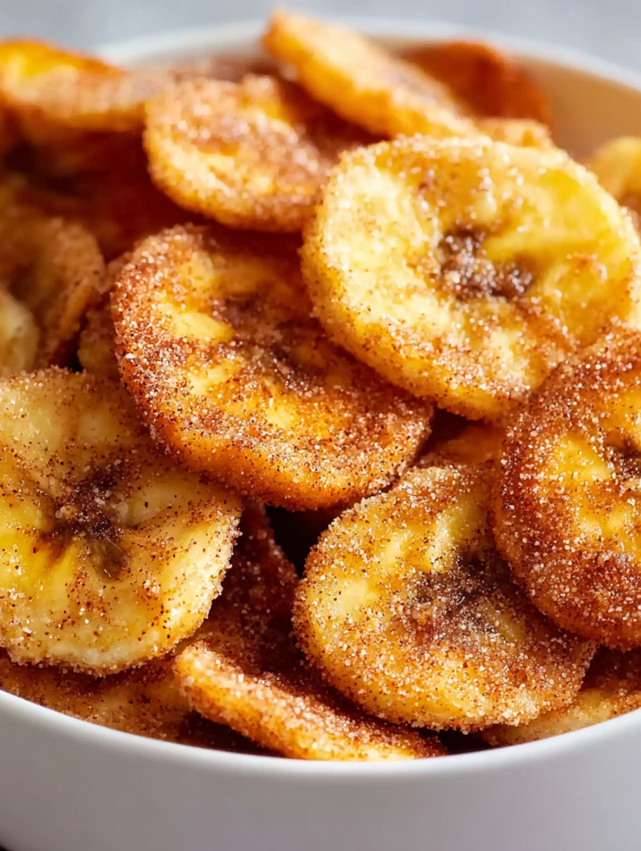 A bowl of air fryer banana chips.