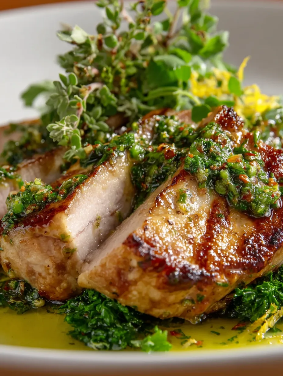 A bone-in pork loin with herbs and spices.