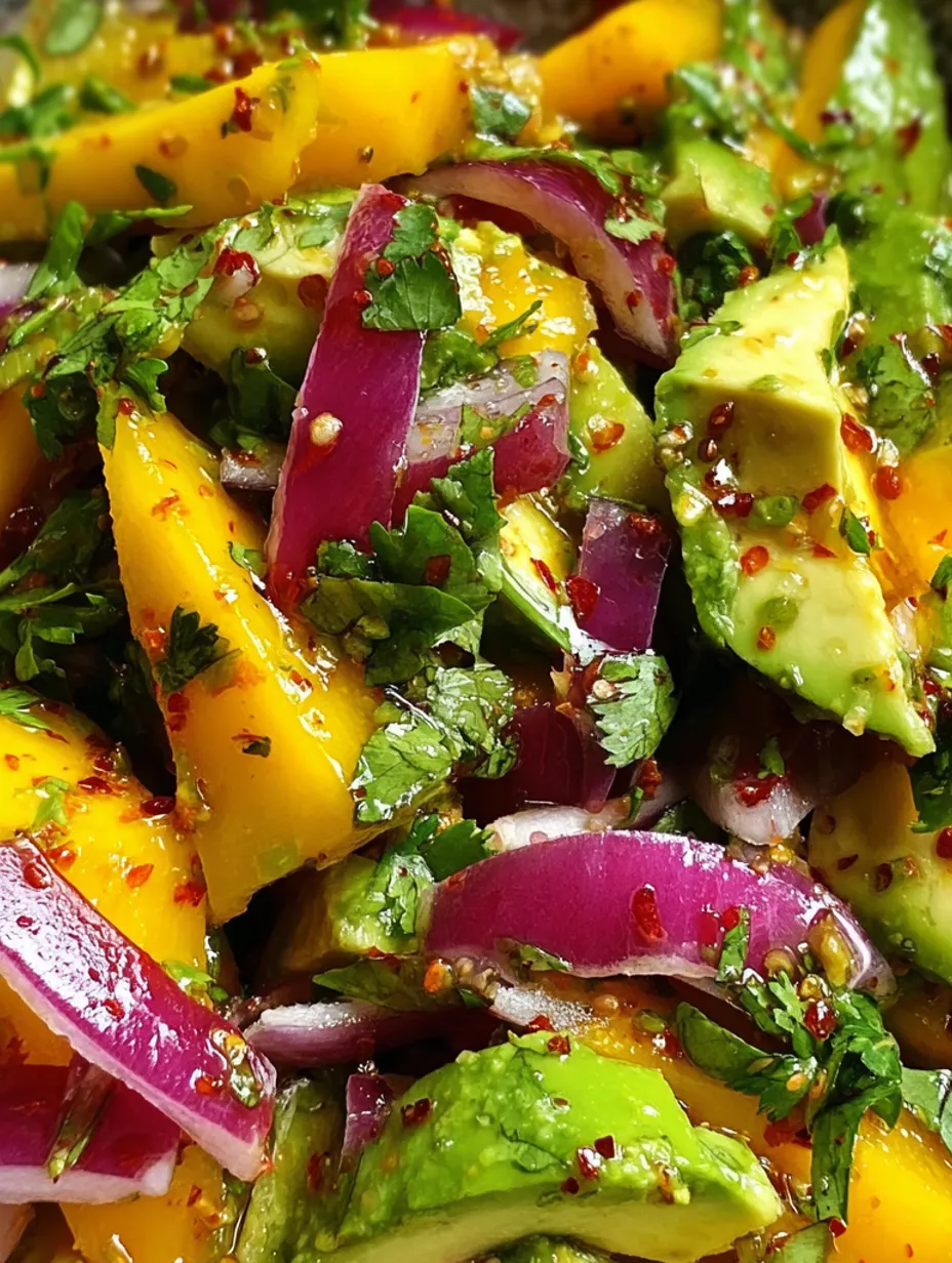 A salad with avocado, mango, and lime.