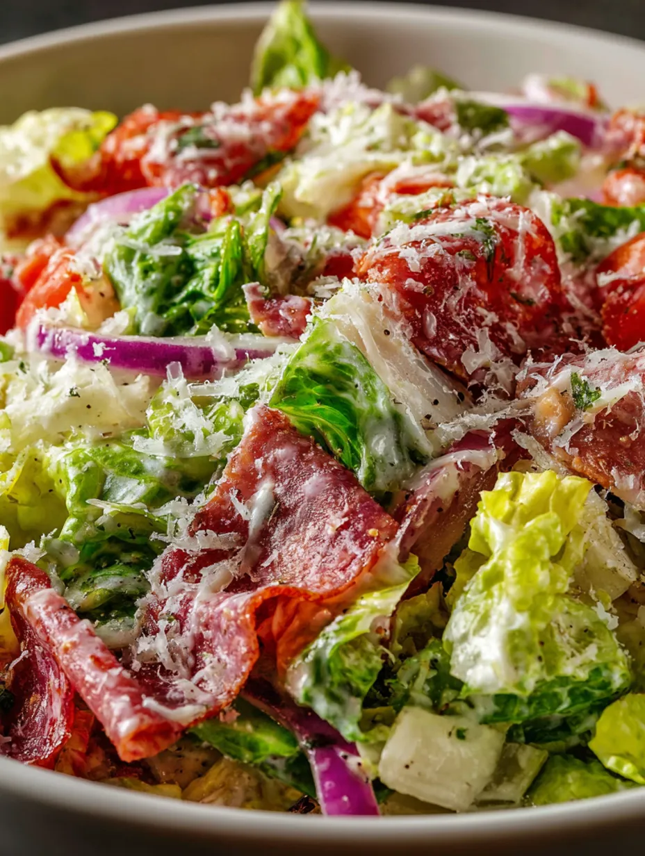 A close up of a salad with lettuce, tomatoes, onions, and cheese.