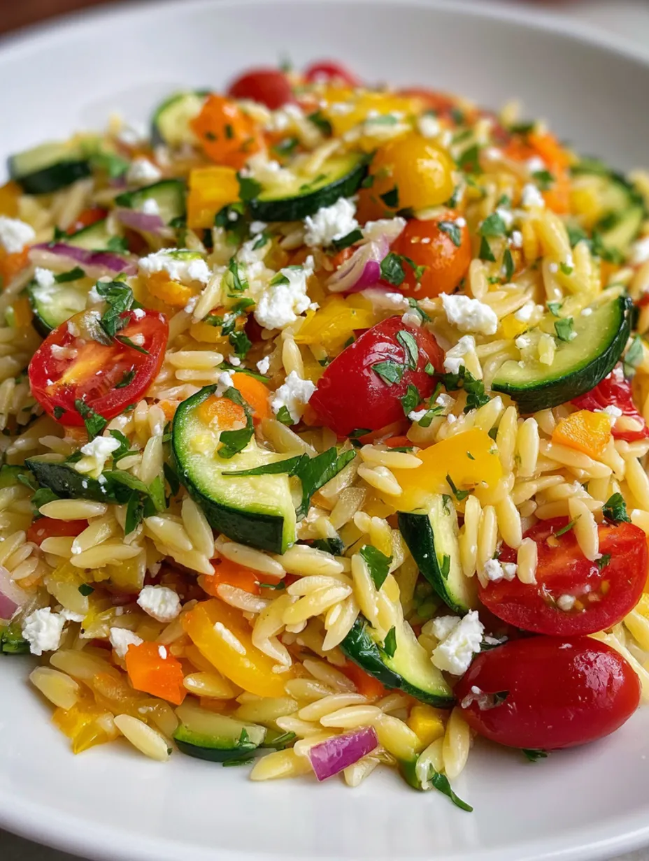 A colorful salad with rice, tomatoes, cucumbers, onions, and feta cheese.