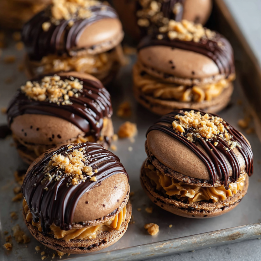 Chocolate Peanut Butter Macarons.