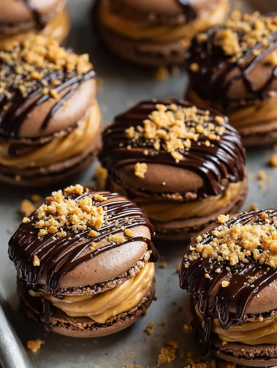Chocolate peanut butter macarons.