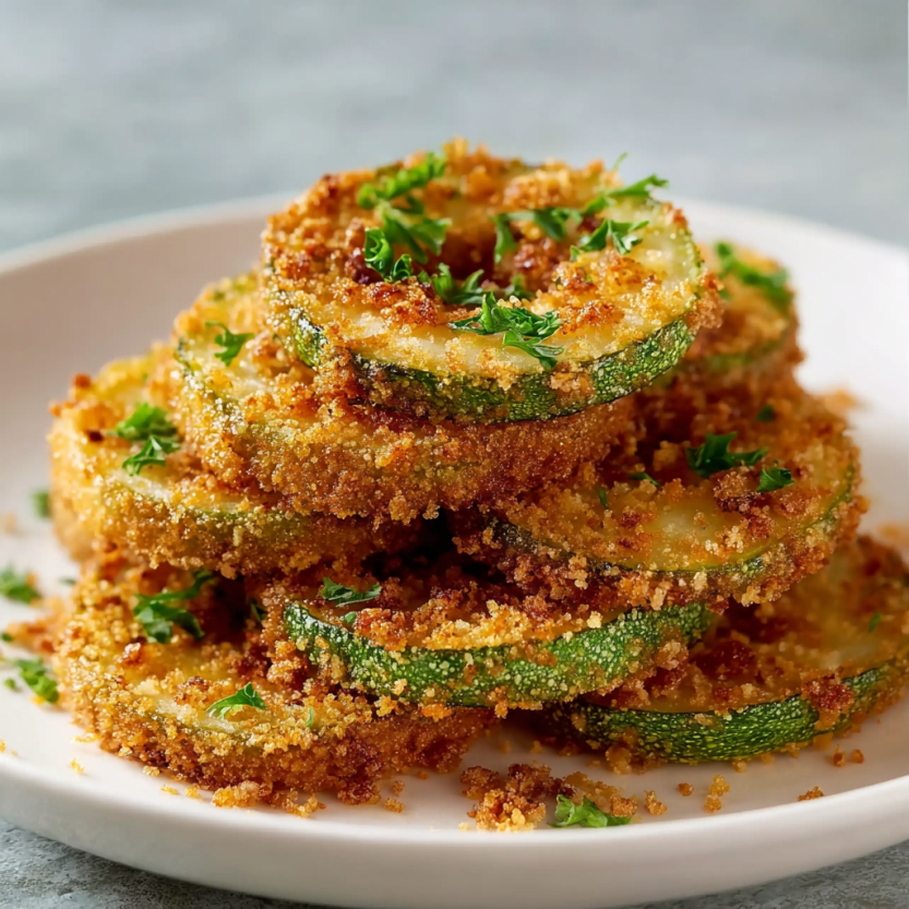 A plate of crispy fried zucchini.