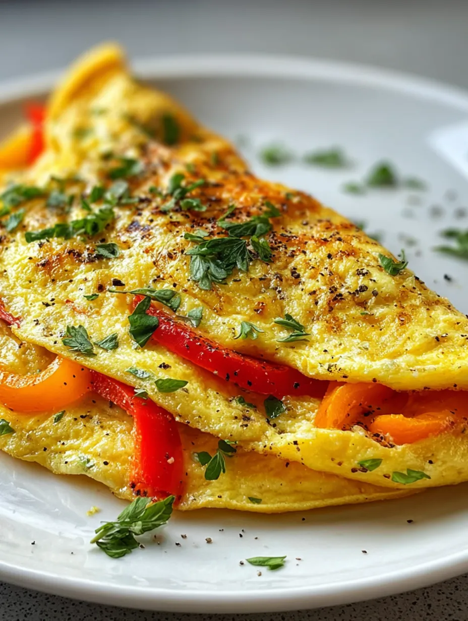 A perfect protein omelette with peppers and herbs.