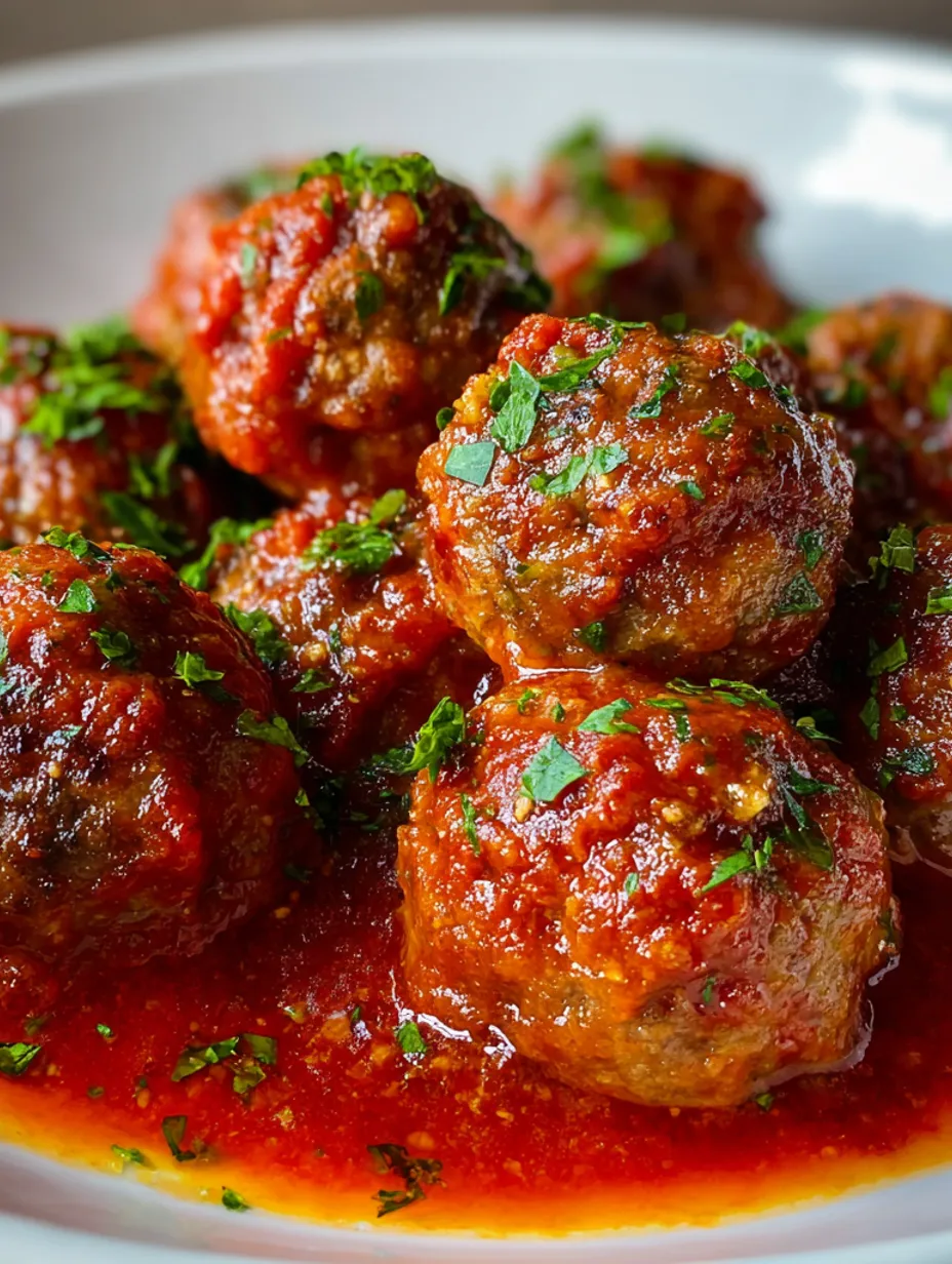 A plate of meatballs covered in ketchup.