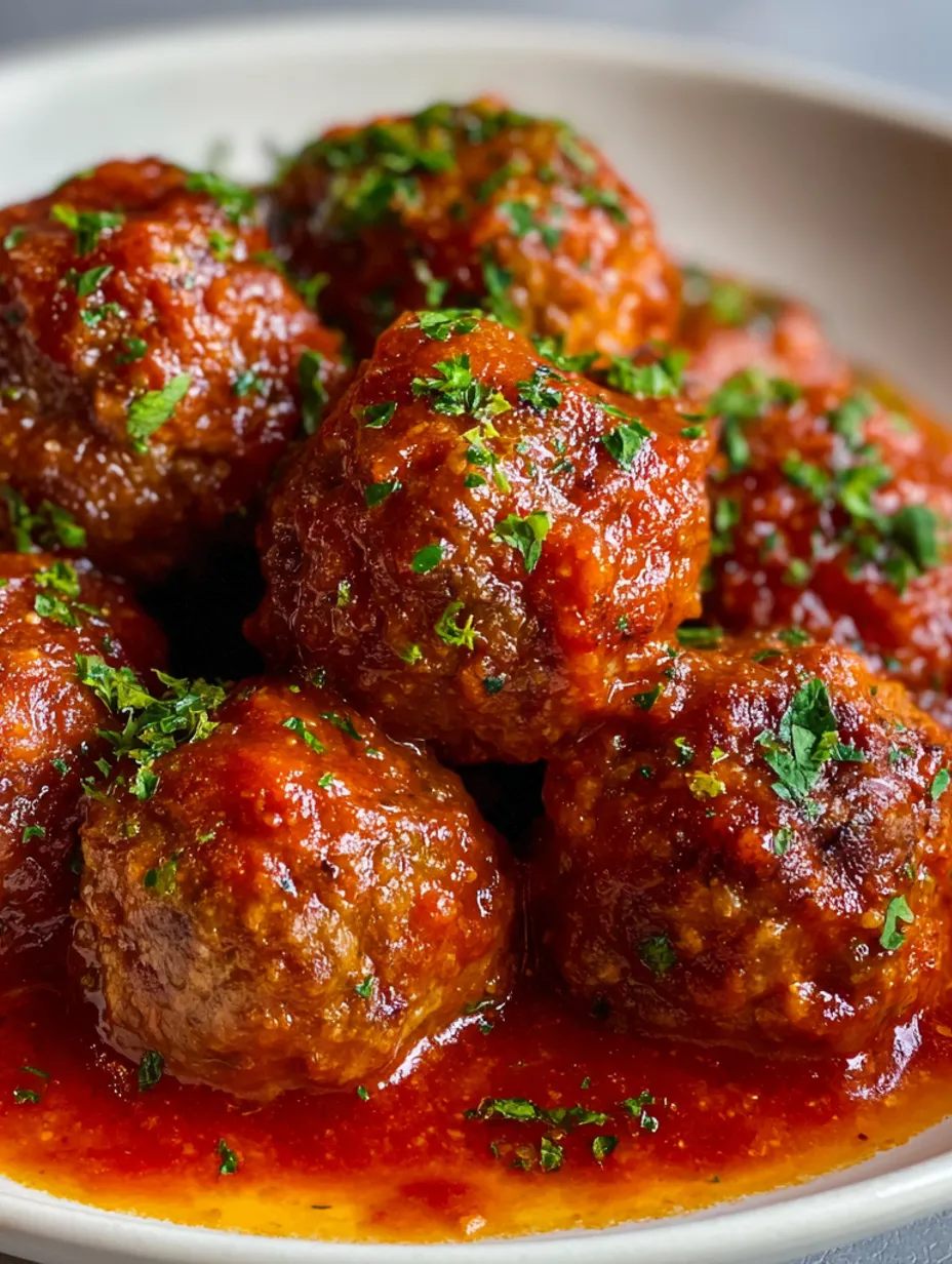 Meatballs covered in ketchup.