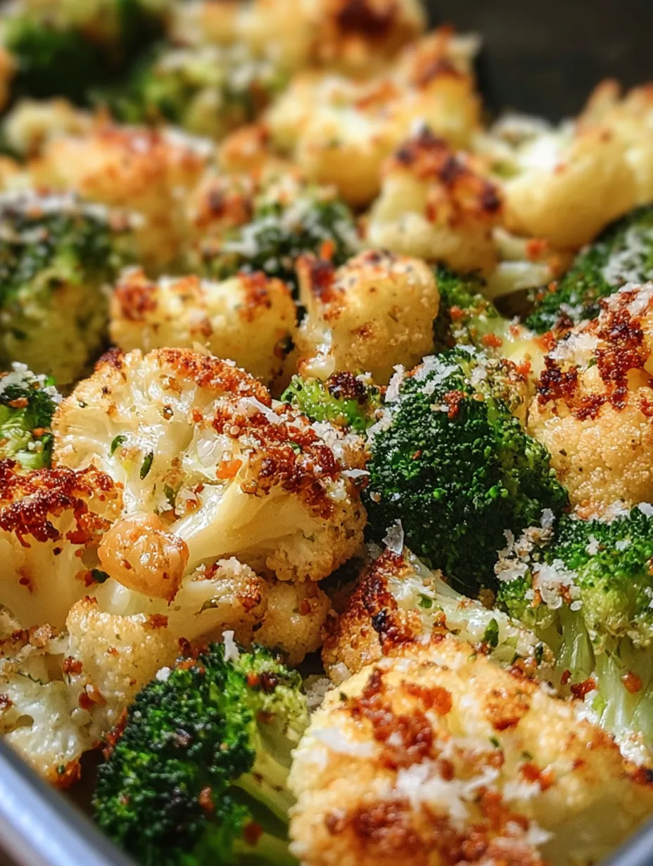 Roasted broccoli and cauliflower.