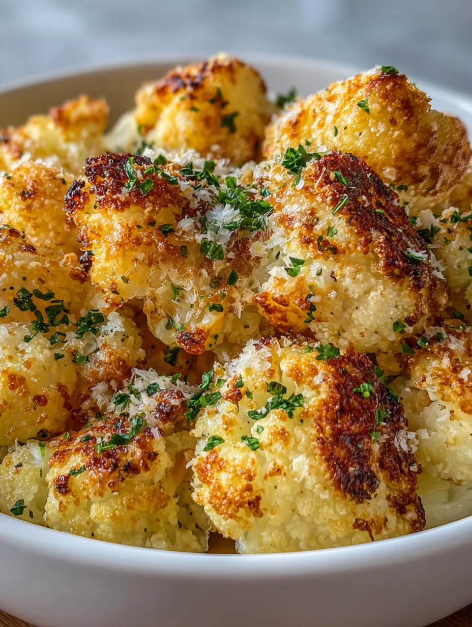 A bowl of garlic Parmesan roasted cauliflower.