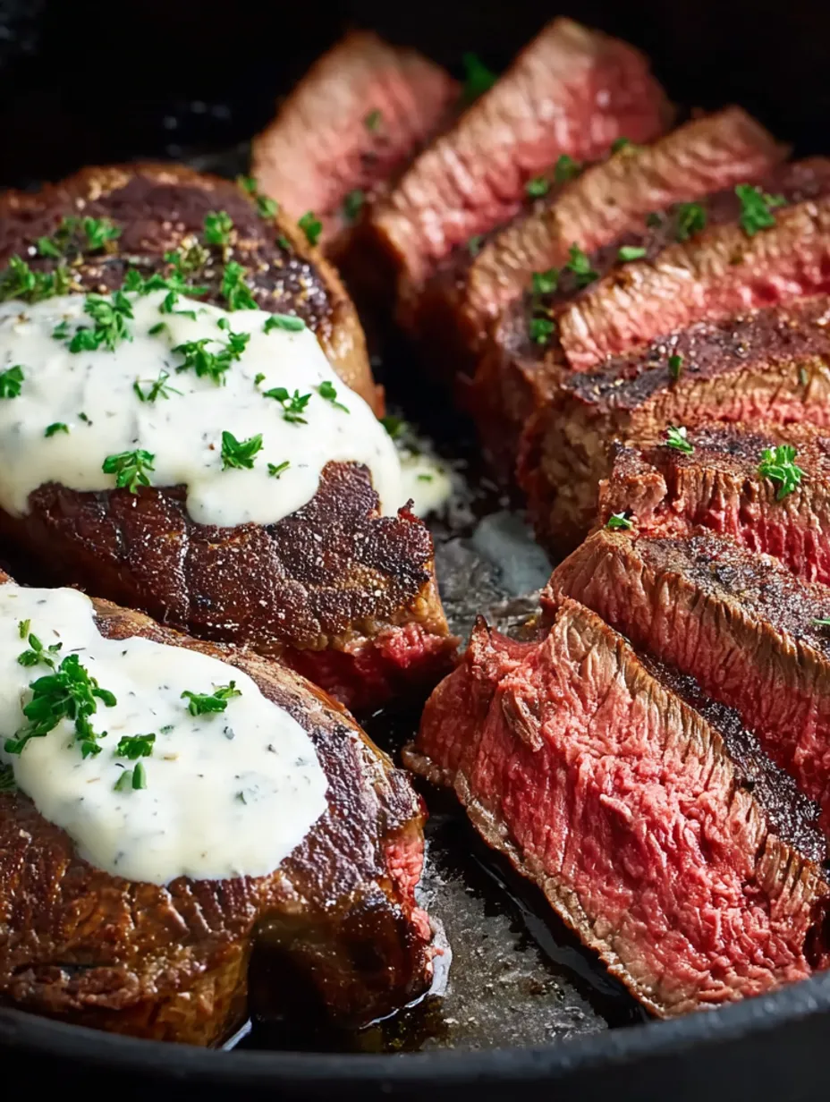 Pan seared filet mignon with herbs.