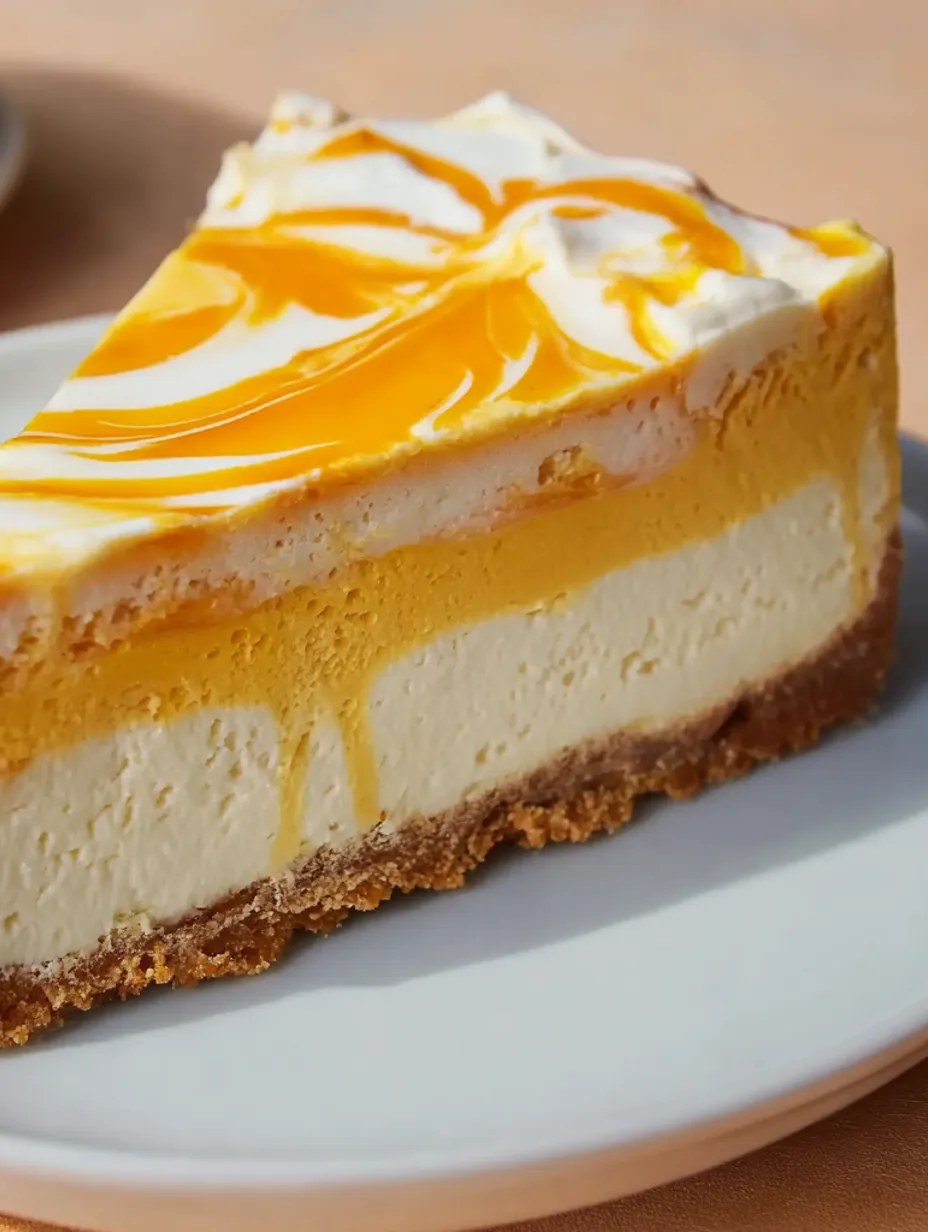 A slice of mango float ice cream cake.