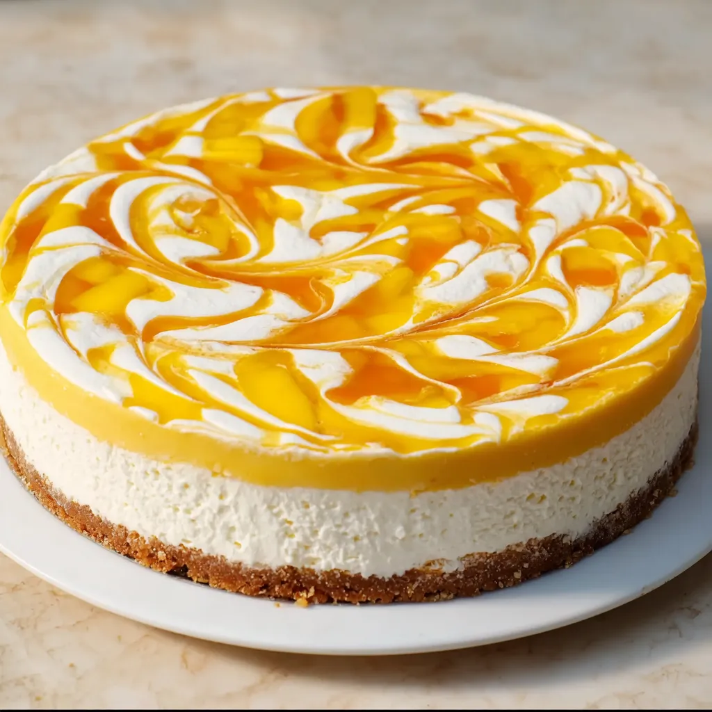 A slice of mango float ice cream cake.