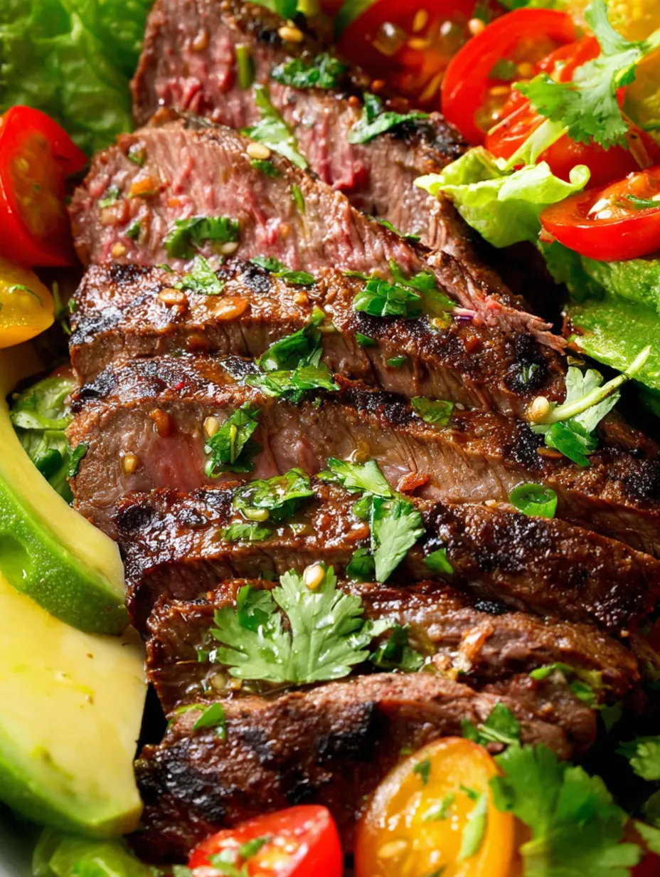 A close up of a piece of carne asada.