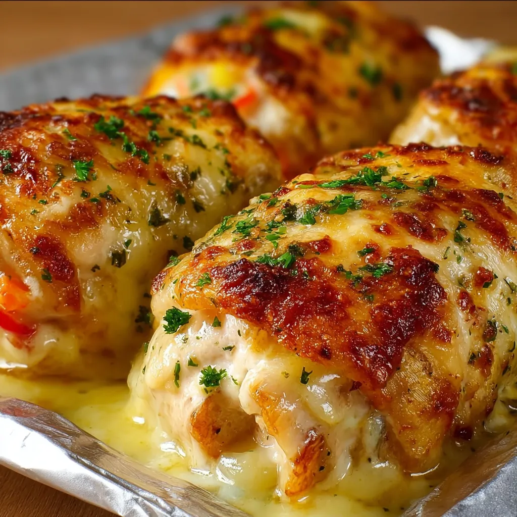 Baked chicken and potato rounds with bell pepper, cheese and creamy garlic-dill sauce.