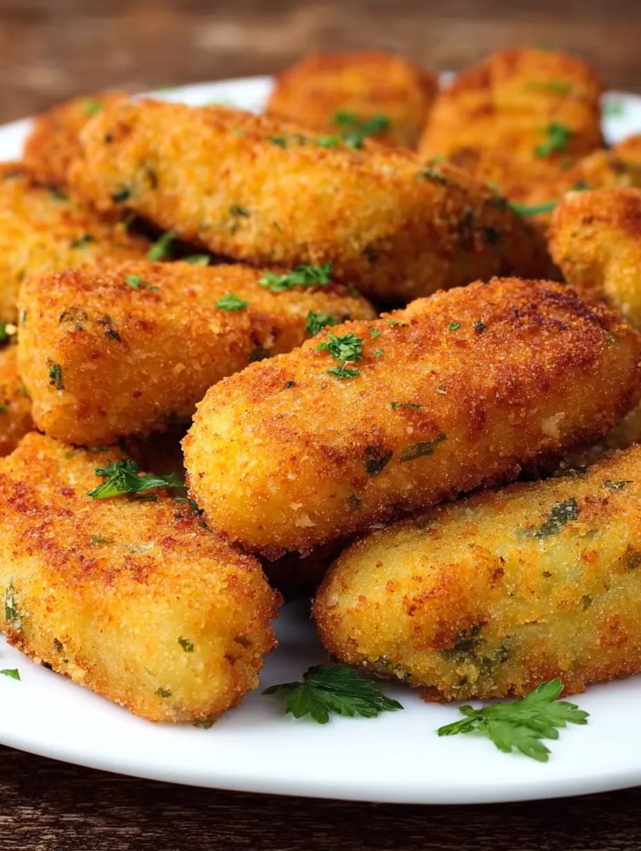 Crispy fried potato patties on a plate.