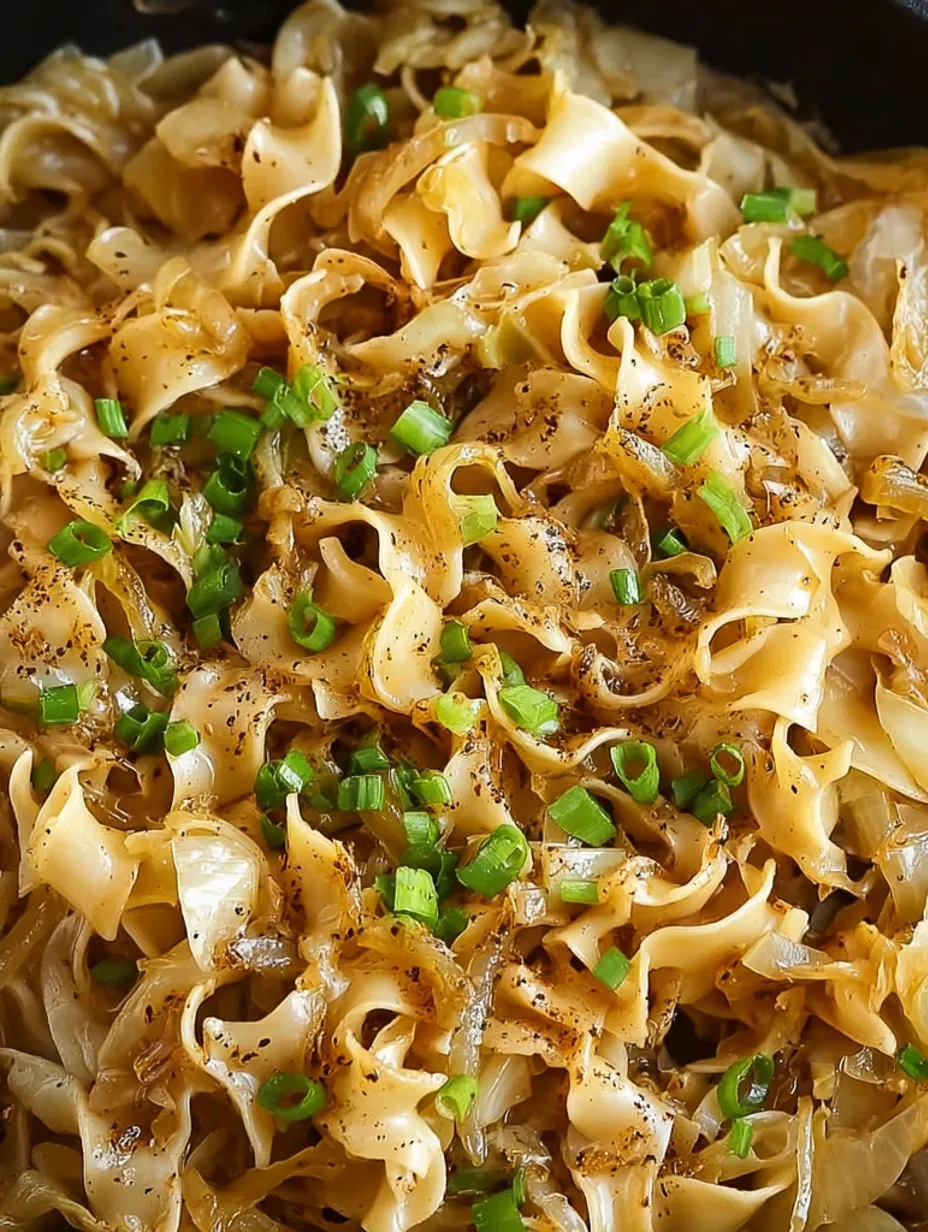 Fried cabbage and noodles.