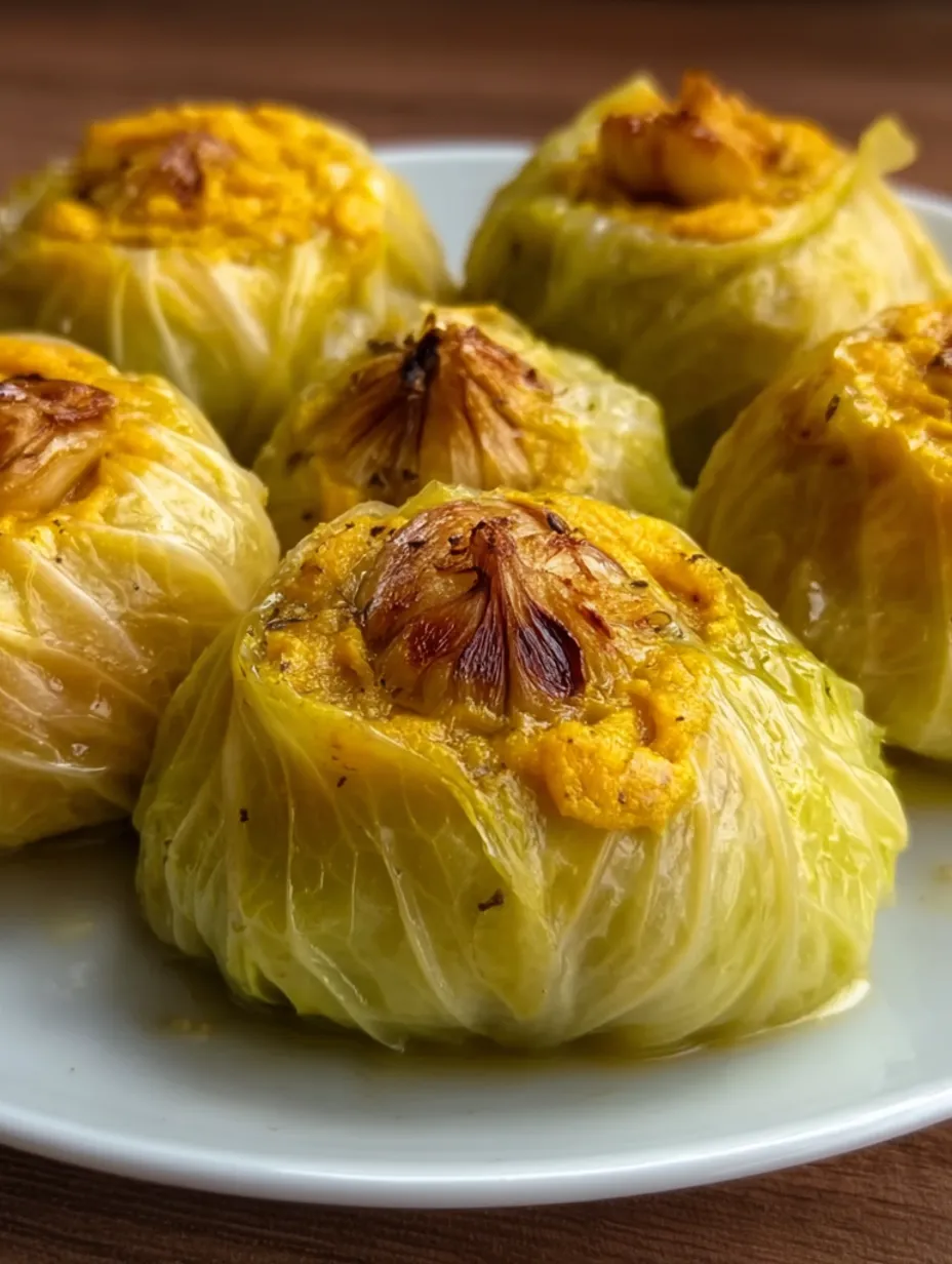 Stuffed cabbage rolls with meat and mushrooms.