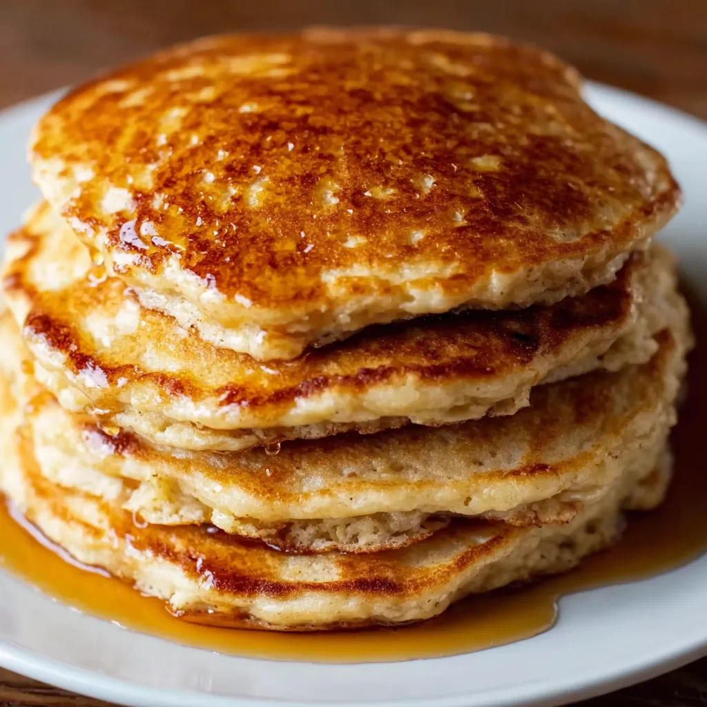 A stack of pancakes on a plate.